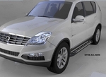 Пороги алюминиевые Corund Silver Can Otomotiv SsangYong Rexton 2001-2015