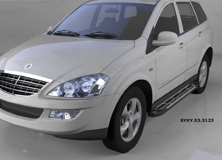 Пороги алюминиевые Corund Silver Can Otomotiv SsangYong Kyron 2005-2015 no.12065