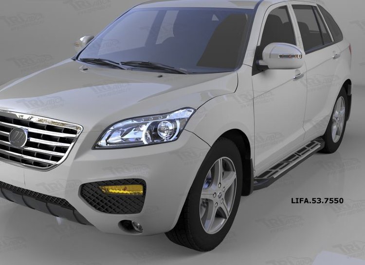 Пороги алюминиевые Corund Silver Can Otomotiv Lifan X60 2011-2019 no.8401