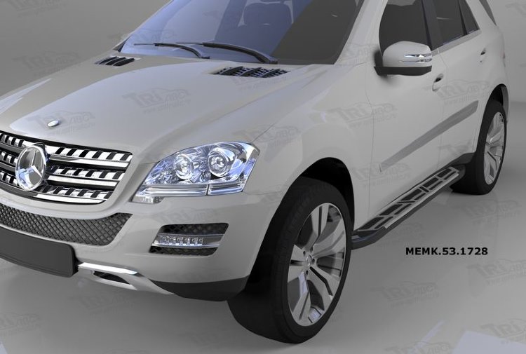 Пороги алюминиевые Corund Silver Can Otomotiv Mercedes-Benz ML-Class W164 2006-2011 no.8525