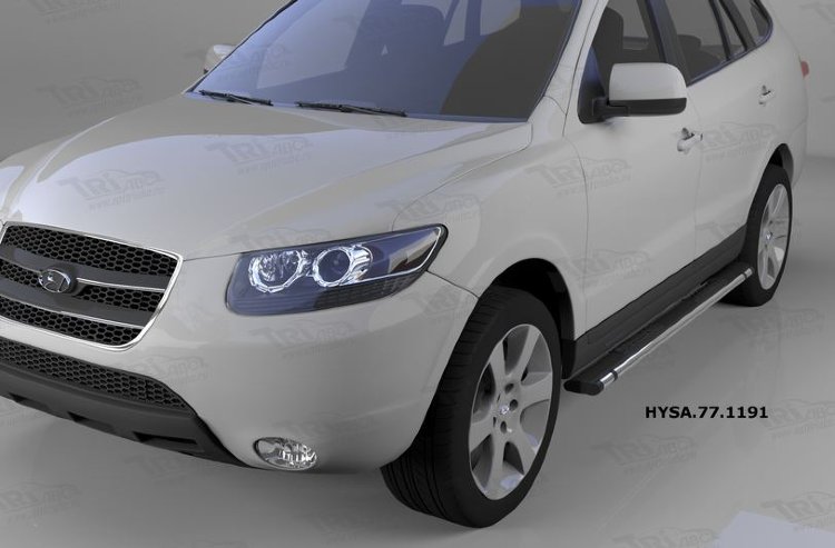 Пороги алюминиевые Emerald Black Can Otomotiv Hyundai Santa Fe 2006-2009 no.12095