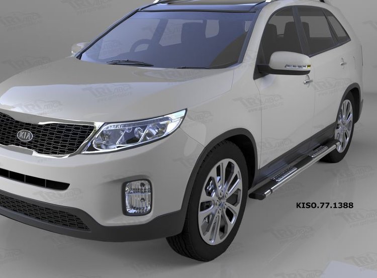 Пороги алюминиевые Emerald Black Can Otomotiv KIA Sorento 2013-2017 no.12196