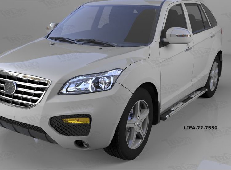 Пороги алюминиевые Emerald Black Can Otomotiv Lifan X60 2011-2019 no.8399