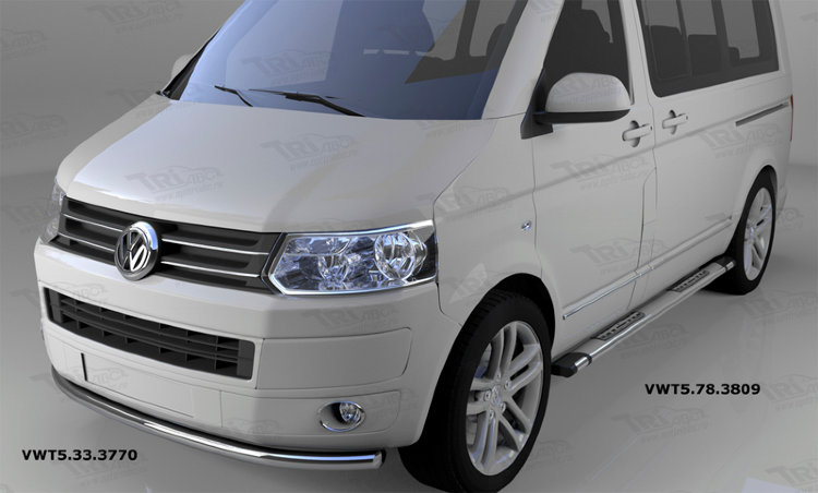 Пороги алюминиевые Emerald Silver Can Otomotiv (длинная база) Volkswagen Transporter T5 2003-2015 no.11316