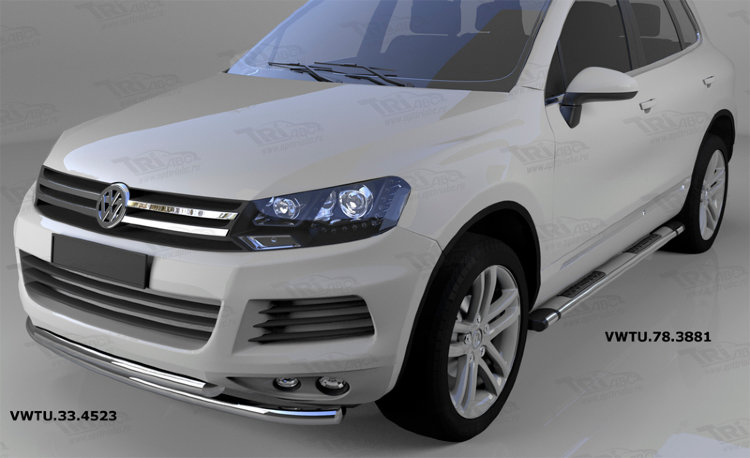 Пороги алюминиевые Emerald Silver Can Otomotiv Volkswagen Touareg I 2002-2009 no.11289