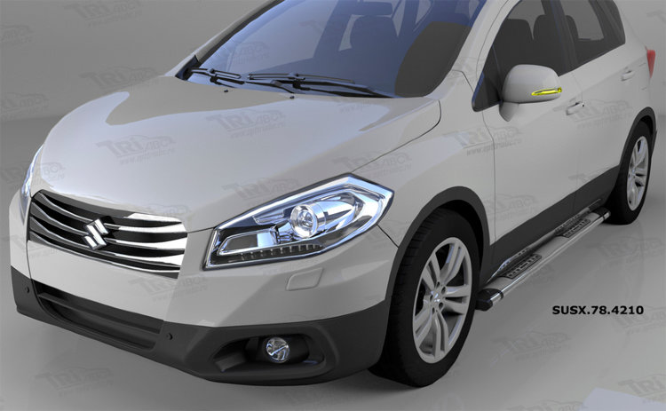 Пороги алюминиевые Emerald Silver Can Otomotiv Suzuki SX4 S-Cross 2013-2019 no.11484