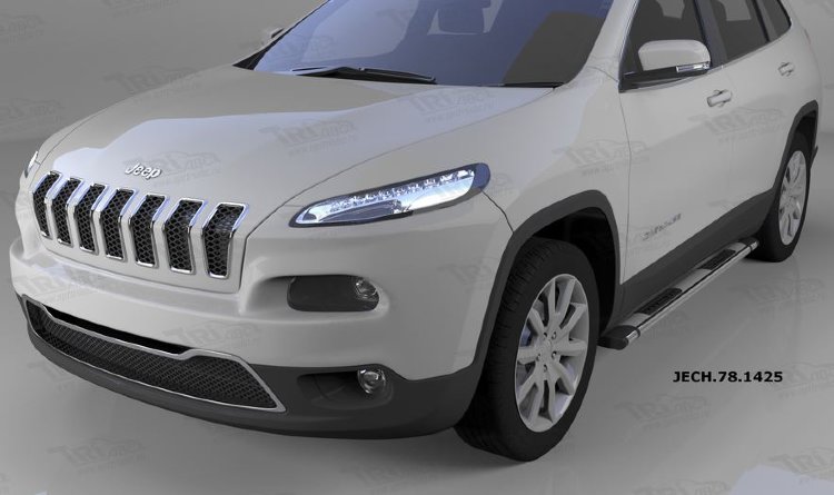 Пороги алюминиевые Emerald Silver Can Otomotiv Jeep Cherokee 2014-2019 no.11657