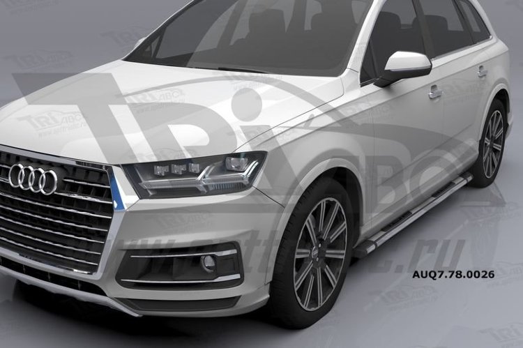 Пороги алюминиевые Emerald Silver Can Otomotiv Audi Q7 2015-2019 no.11825