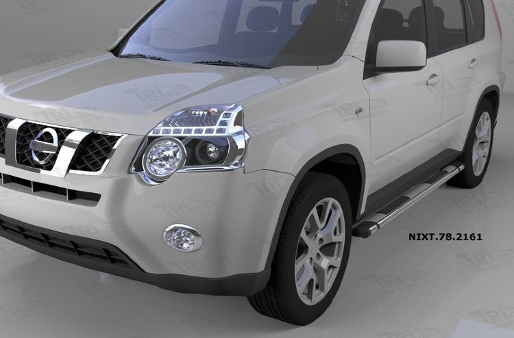 Пороги алюминиевые Emerald silver Can Otomotiv Nissan X-Trail 2007-2014 no.11899