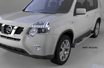 Пороги алюминиевые Emerald silver Can Otomotiv Nissan X-Trail 2007-2014