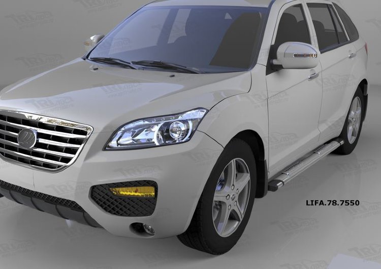 Пороги алюминиевые Emerald Silver Can Otomotiv Lifan X60 2011-2019 no.8400