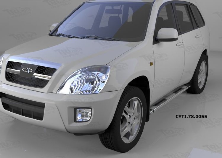 Пороги алюминиевые Emerald Silver Can Otomotiv Chery Tiggo 5 2014-2019 no.8436