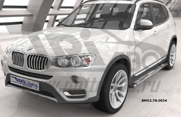 Пороги алюминиевые Emerald Silver Can Otomotiv BMW X3 (F25) 2010-2017 no.8586