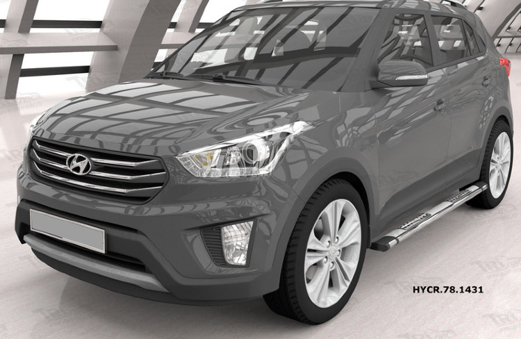 Пороги алюминиевые Emerald Silver Can Otomotiv Hyundai Creta 2016-2019 no.8663
