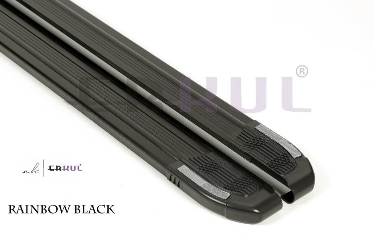Пороги алюминиевые Rainbow Black Erkul Toyota Hilux 2005-2015 no.2103