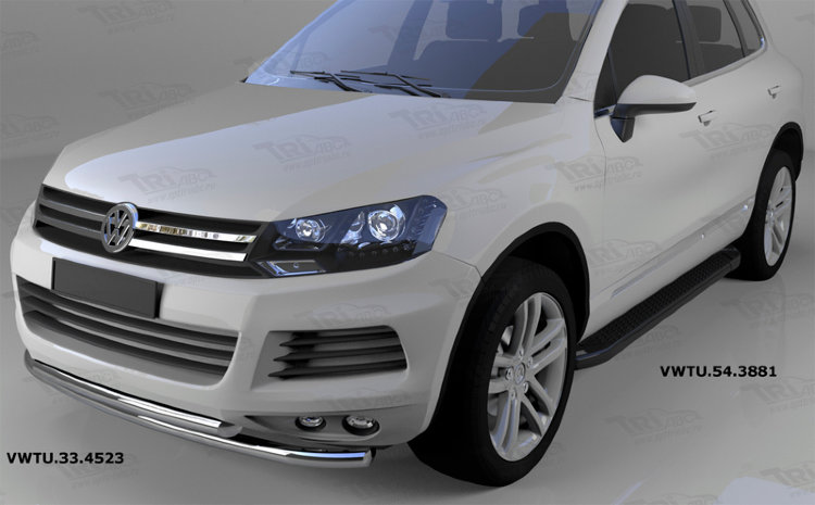 Пороги алюминиевые Sapphire Black Can Otomotiv Volkswagen Touareg I 2002-2009 no.11281
