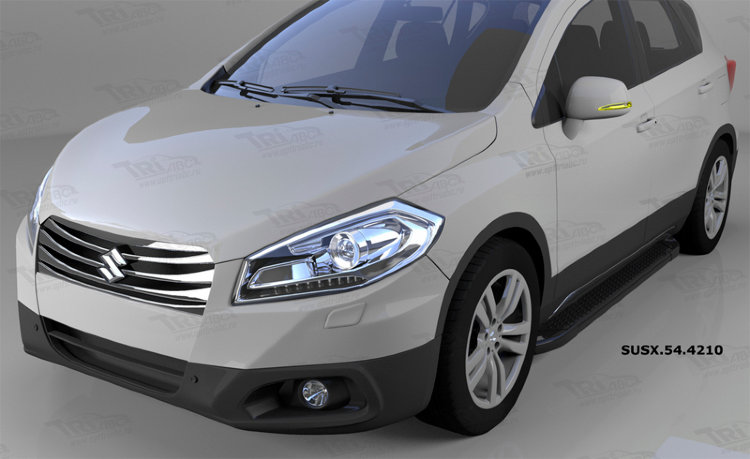 Пороги алюминиевые Sapphire Black Can Otomotiv Suzuki SX4 S-Cross 2013-2019 no.11480