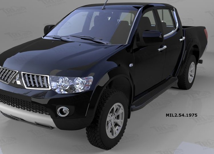 Пороги алюминиевые Sapphire Black Can Otomotiv Mitsubishi L200 2005-2015 no.11536