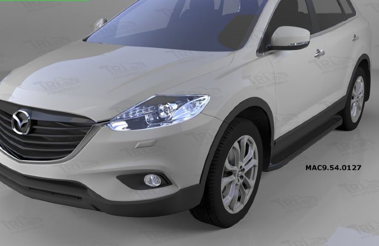Пороги алюминиевые Sapphire Black Can Otomotiv Mazda CX-9 2007-2016 no.11557