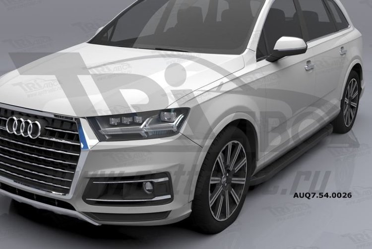 Пороги алюминиевые Sapphire Black Can Otomotiv Audi Q7 2015-2019 no.11823