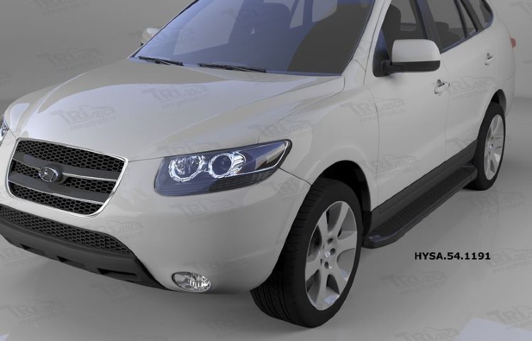Пороги алюминиевые Sapphire Black Can Otomotiv Hyundai Santa Fe 2006-2009 no.12092