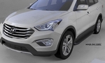 Пороги алюминиевые Sapphire Black Can Otomotiv Hyundai Santa Fe 2006-2009