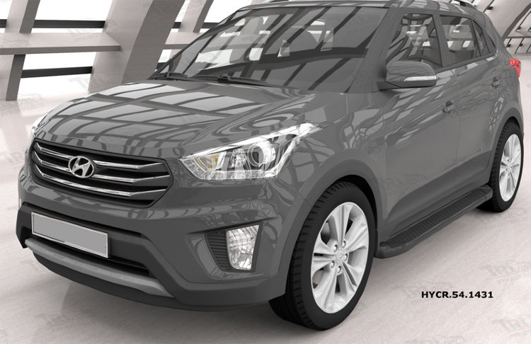 Пороги алюминиевые Sapphire Black Can Otomotiv Hyundai Creta 2016-2019 no.8654