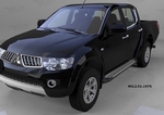 Пороги алюминиевые Sapphire Silver Can Otomotiv Mitsubishi L200 2005-2015