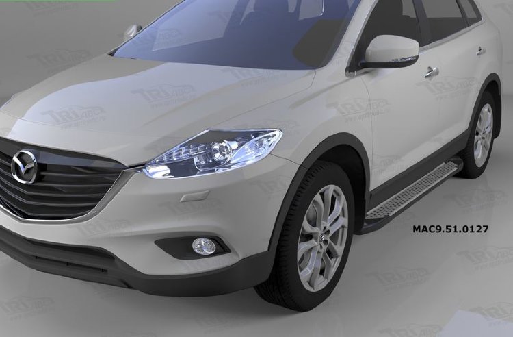 Пороги алюминиевые Sapphire Silver Can Otomotiv Mazda CX-9 2007-2016 no.11545