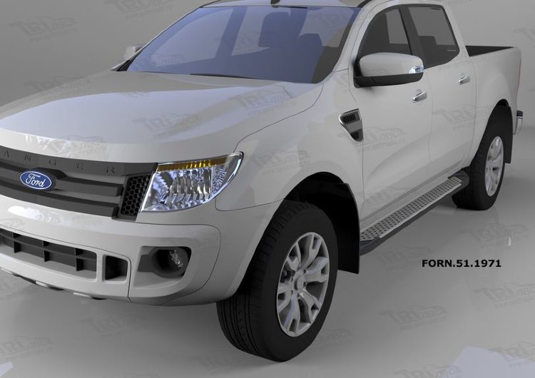 Пороги алюминиевые Sapphire Silver Can Otomotiv Ford Ranger III 2011-2019 no.11733