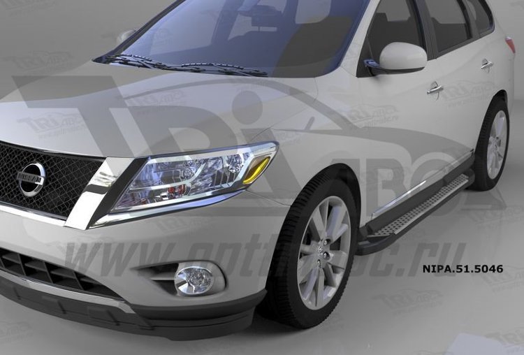 Пороги алюминиевые Sapphire Silver Can Otomotiv Nissan Pathfinder 2014-2019 no.11985