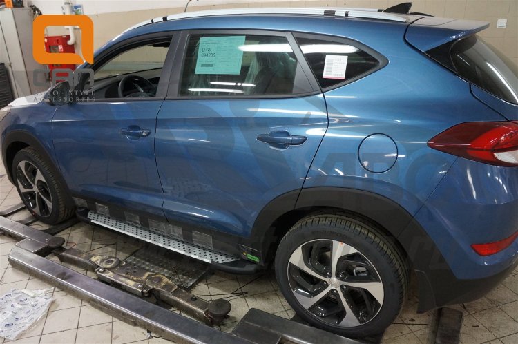 Пороги алюминиевые Sapphire Silver Can Otomotiv SsangYong Rexton 2001-2015 no.12045