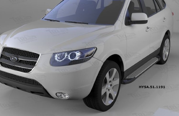 Пороги алюминиевые Sapphire Silver Can Otomotiv Hyundai Santa Fe 2006-2009 no.12093