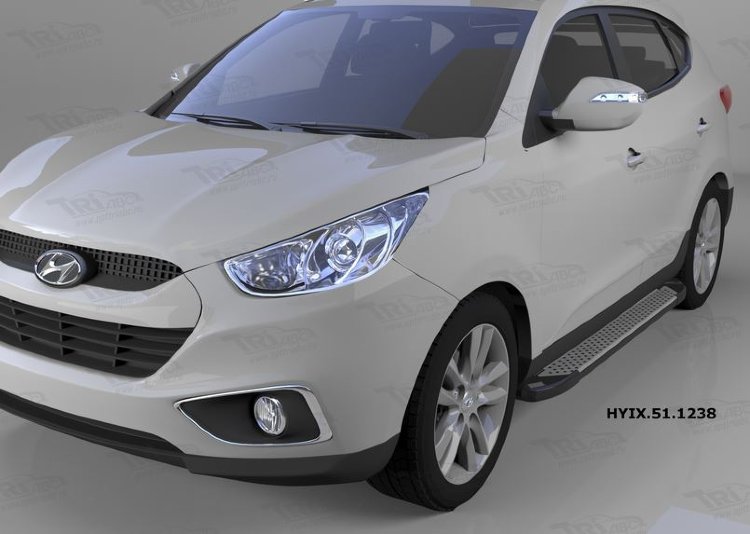 Пороги алюминиевые Sapphire Silver Can Otomotiv Hyundai ix35 2009-2015 no.12174