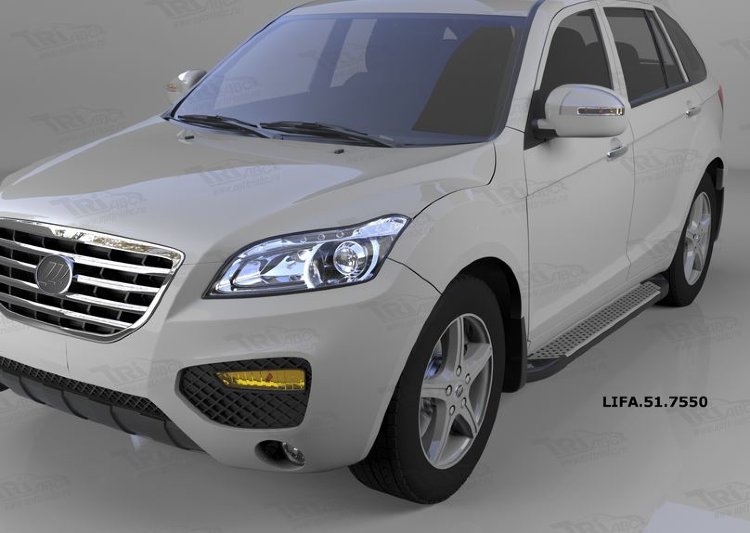 Пороги алюминиевые Sapphire Silver Can Otomotiv Lifan X60 2011-2019 no.8406