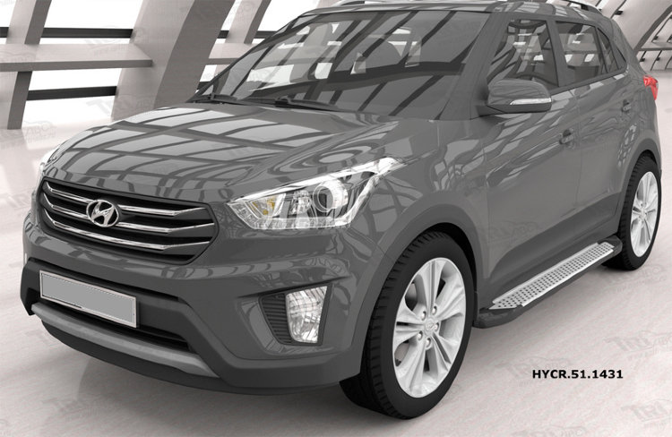 Пороги алюминиевые Sapphire Silver Can Otomotiv Hyundai Creta 2016-2019 no.8661