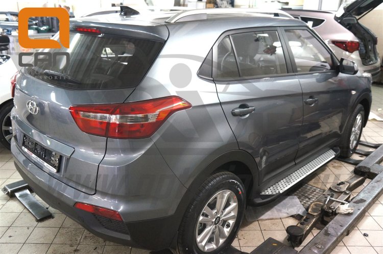 Пороги алюминиевые Sapphire Silver Can Otomotiv Hyundai Creta 2016-2019 no.8661