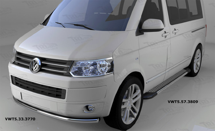 Пороги алюминиевые Topaz Can Otomotiv (длинная база) Volkswagen Transporter T5 2003-2015 no.11313