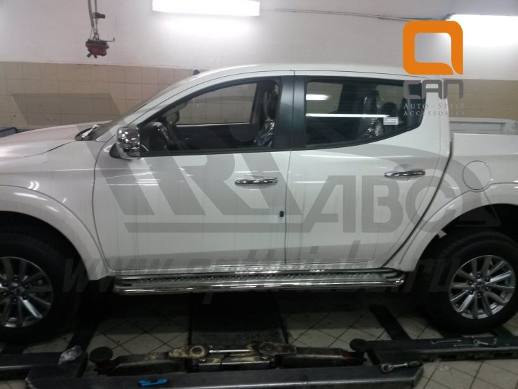 Пороги стальные труба с листом C2 (d 60) Can Otomotiv Mitsubishi L200 2015-2019 no.11109