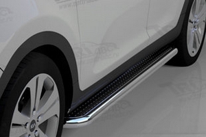 Пороги стальные труба с листом C2 (d 60) Can Otomotiv Hyundai Grand Santa Fe 2013-2019 ― Auto-Clover