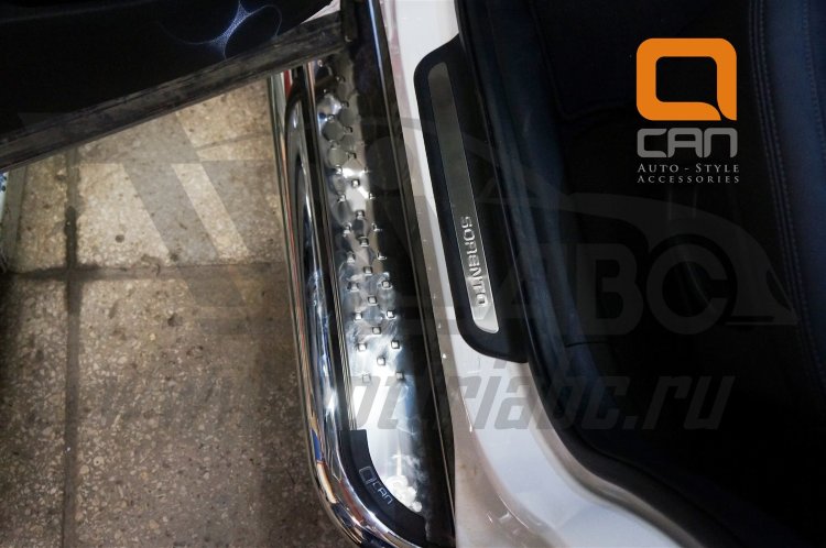 Пороги стальные труба с листом C2 (d 60) Can Otomotiv KIA Sorento Prime 2015-2019 no.11262