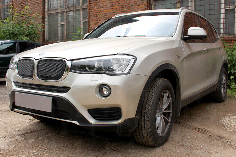 Сетка защитная 3D в решетку радиатора Premium черный Strelka BMW X3 (F25) 2010-2017 no.6705