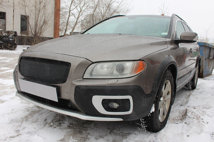 Сетка защитная 3D в решетку радиатора Premium хром Strelka Volvo XC70 2007-2019 no.6130