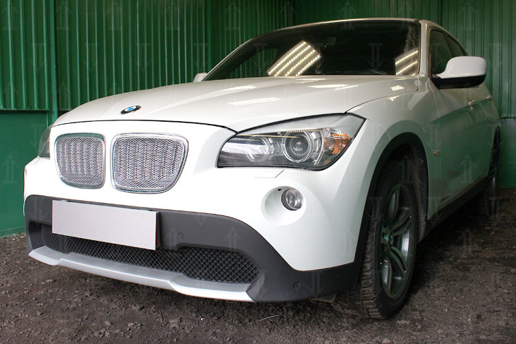 Сетка защитная 3D в решетку радиатора Premium хром Strelka BMW X1 (E84) 2009-2015 no.6711