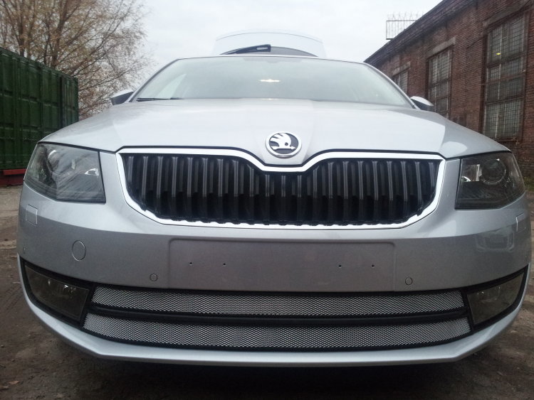 Сетка защитная в бампер (2 элемента) Standart хром Strelka Skoda Octavia III 2013-2019 no.6415