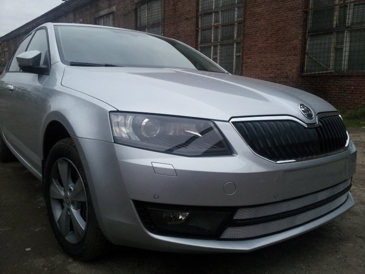 Сетка защитная в бампер (2 элемента) Standart хром Strelka Skoda Octavia III 2013-2019 no.6415