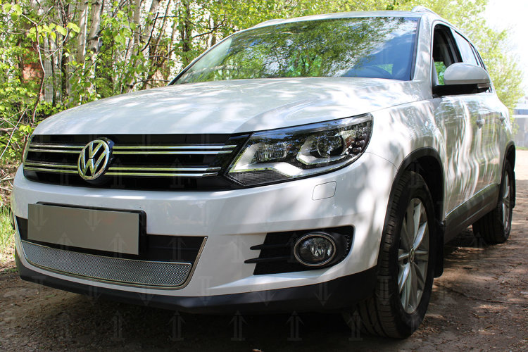 Сетка защитная в бампер Optimal хром Strelka Volkswagen Tiguan I 2008-2016 no.6599