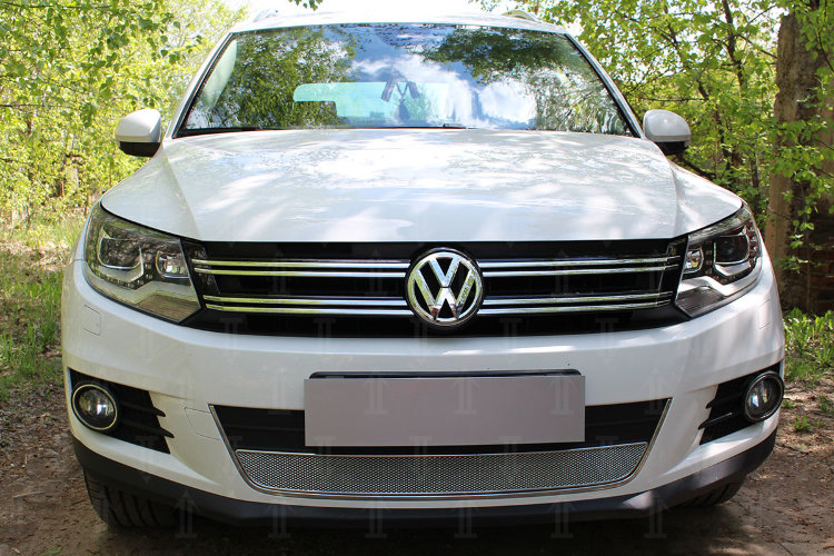 Сетка защитная в бампер Optimal хром Strelka Volkswagen Tiguan I 2008-2016 no.6599