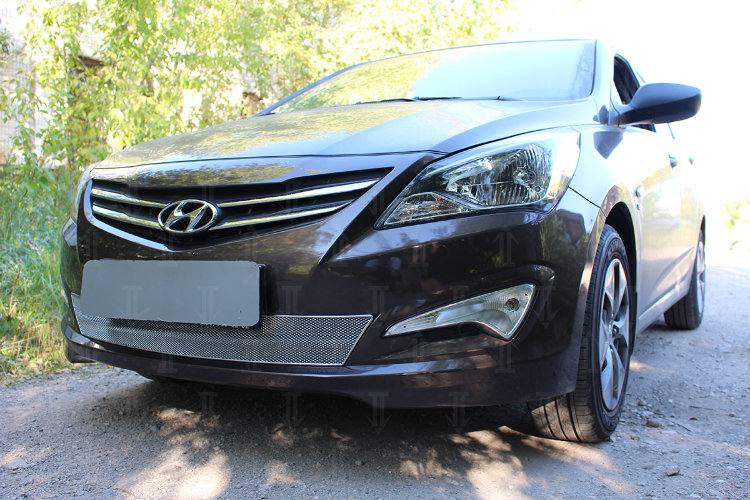 Сетка защитная в бампер Optimal хром Strelka Hyundai Solaris 2011-2017 no.6862