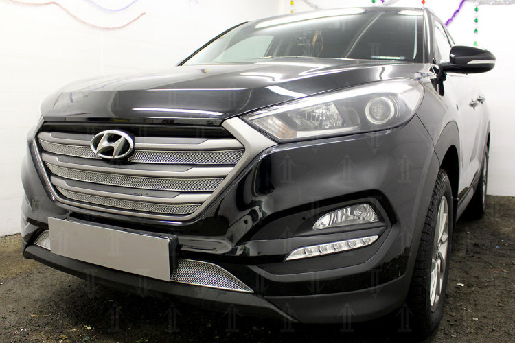 Сетка защитная в бампер Optimal хром Strelka Hyundai Tucson 2015-2019 no.6901